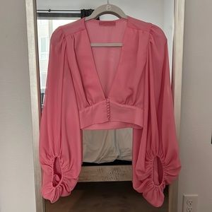 Flowy Pink Cropped Blouse